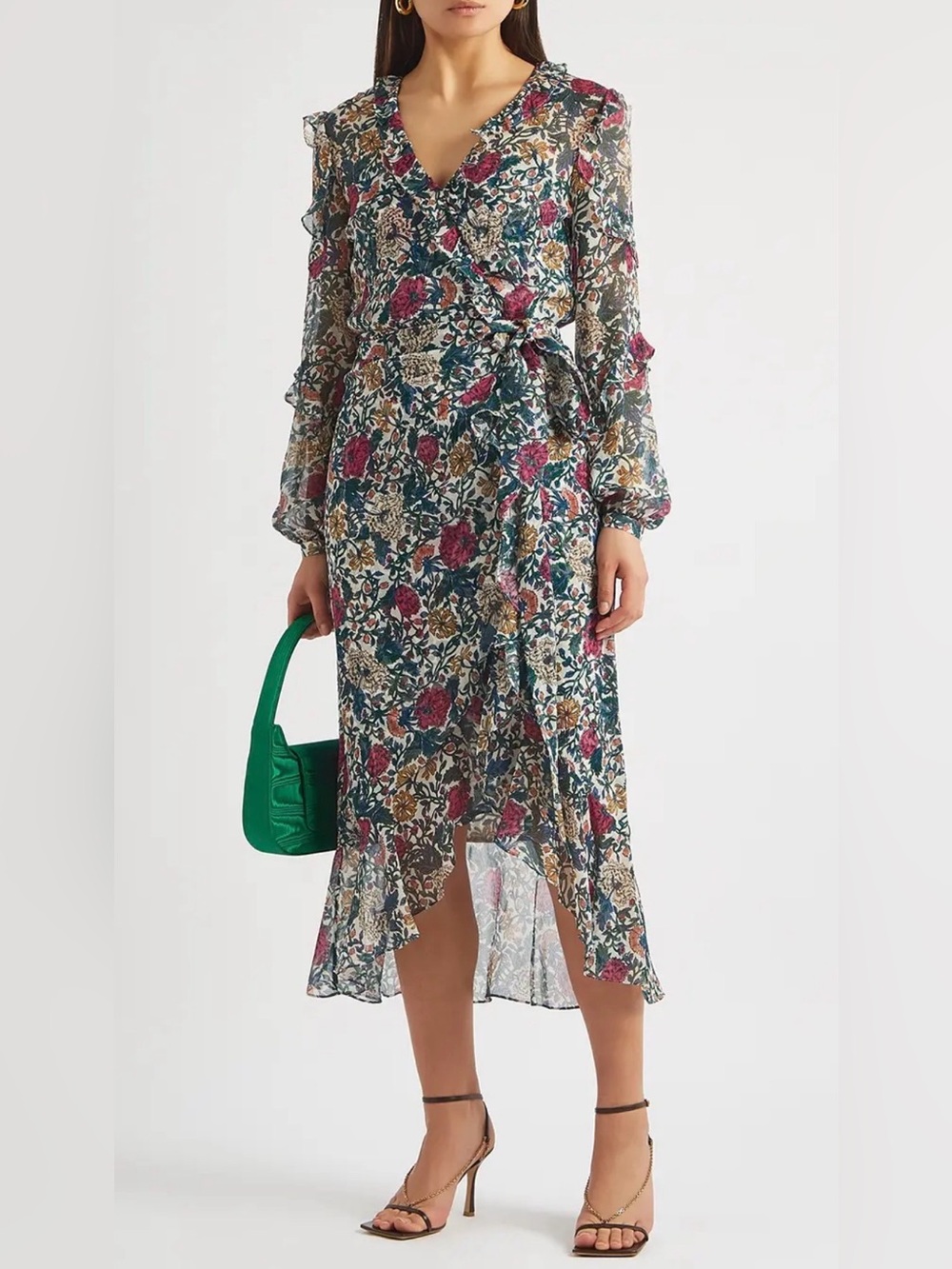 Veronica Beard Anoki Floral Silk Chiffon Midi Dress Size 4 $645